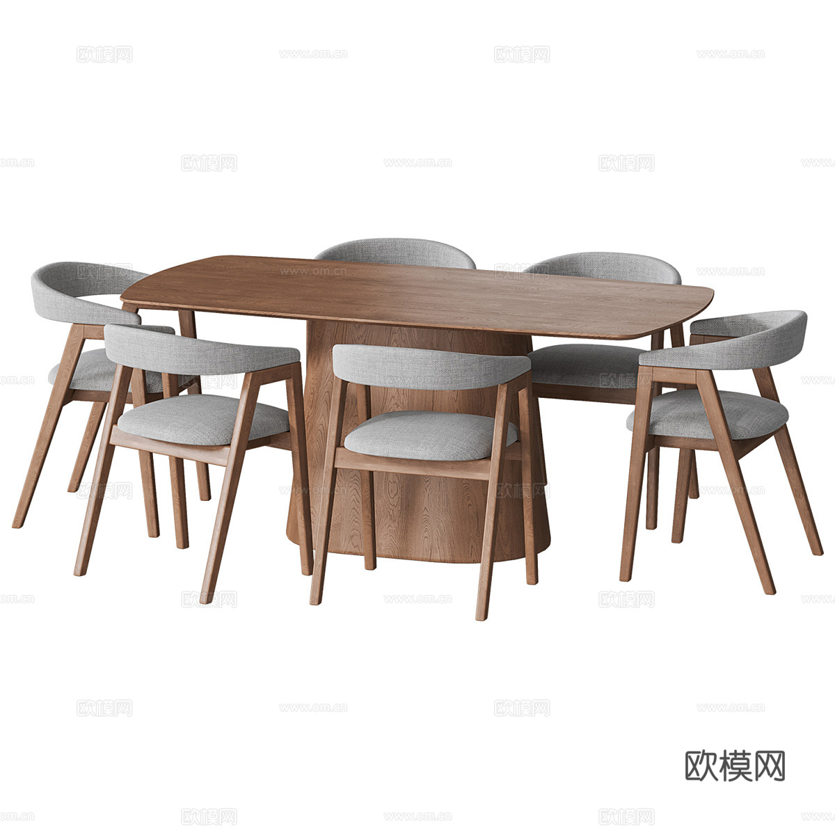 新中式实木餐桌椅3d模型