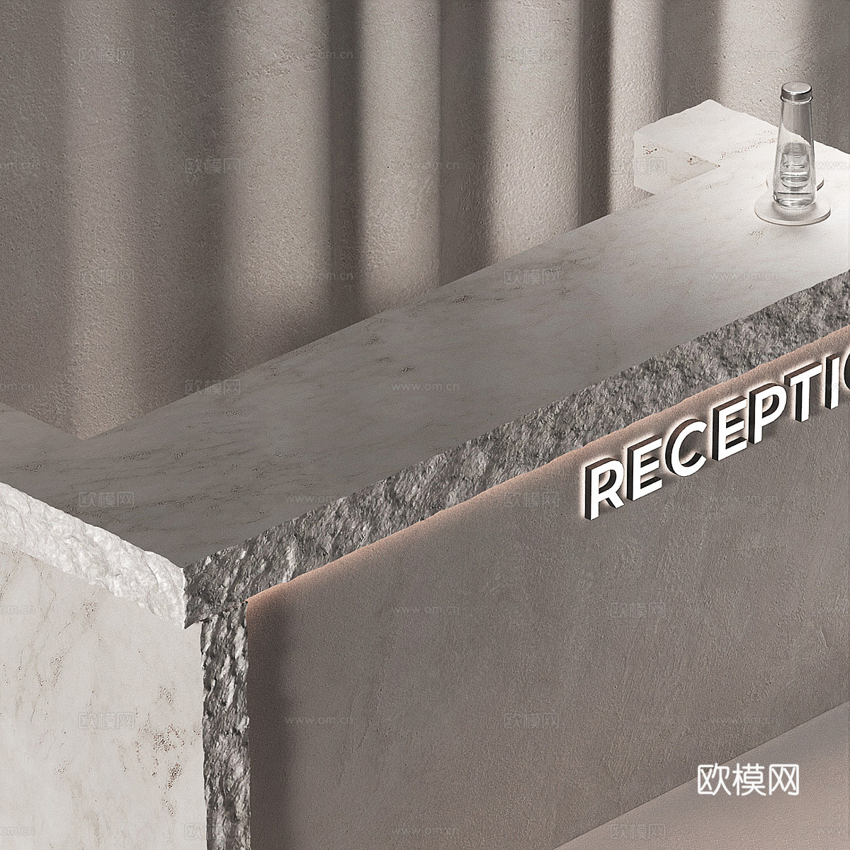 现代侘寂前台 接待台3d模型