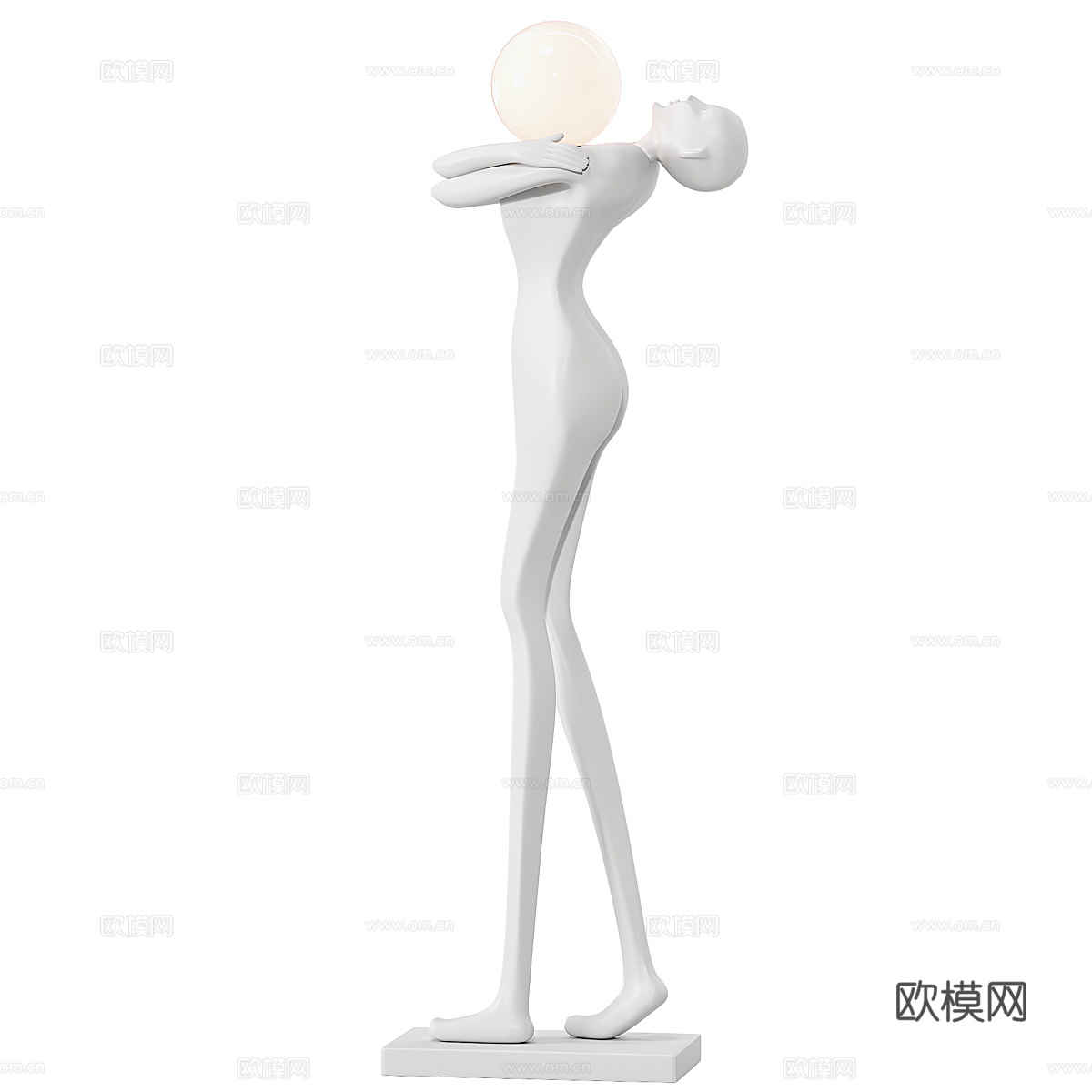 现代意式极简抽象人物雕塑落地灯3d模型