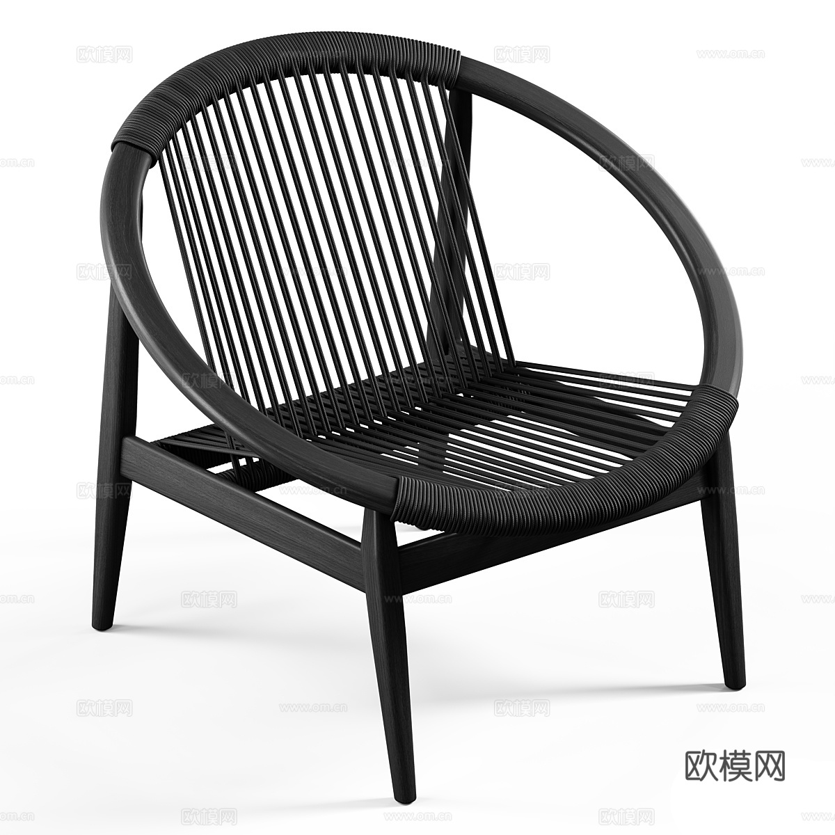 新中式藤编休闲椅3d模型