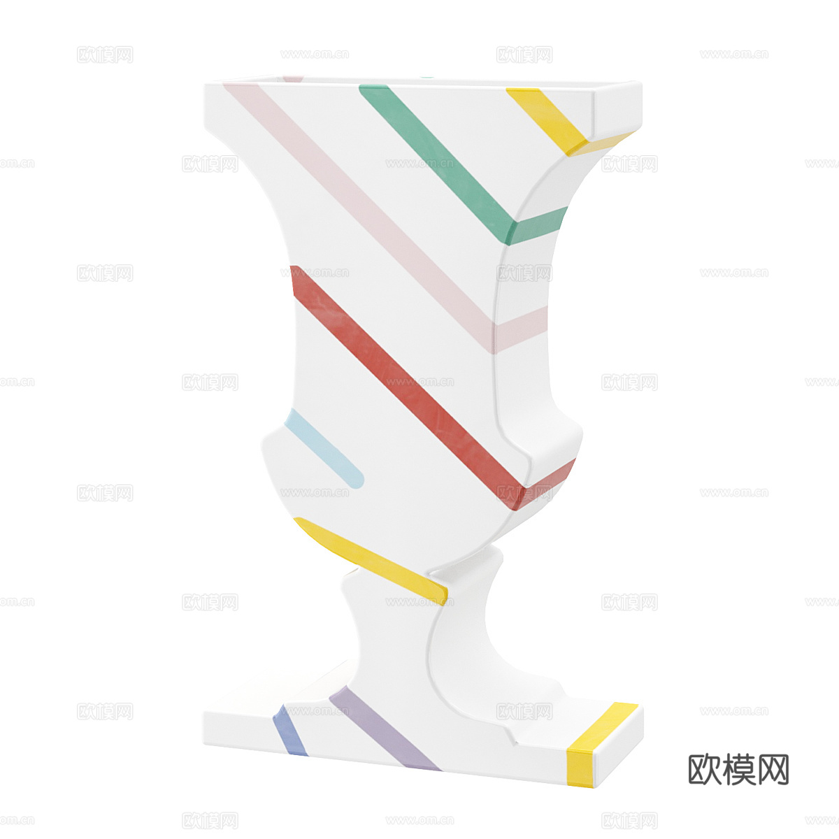 现代奶油风陶瓷花瓶3d模型