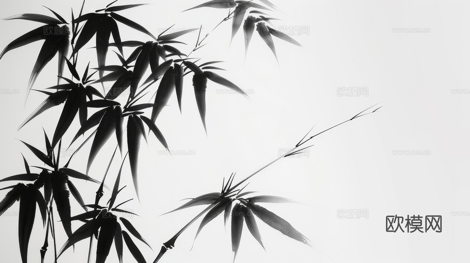 中式竹子竹林壁纸壁画下载(渲染图5)