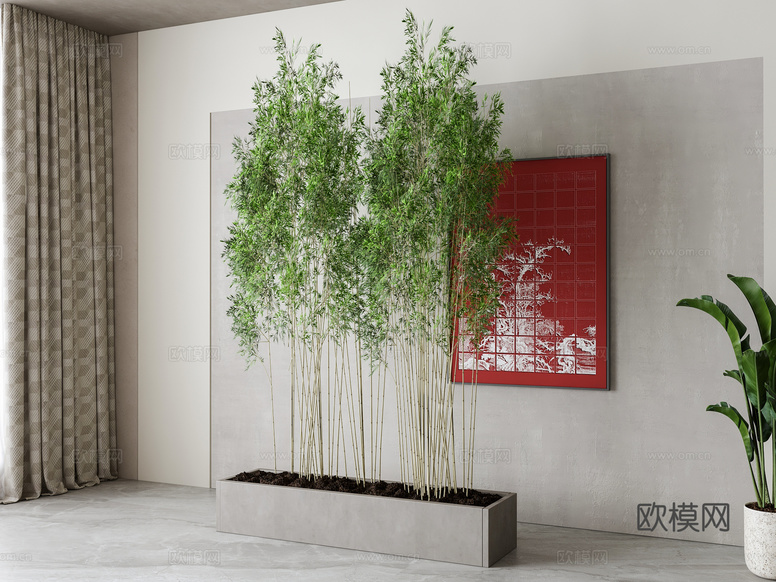 新中式竹子盆栽3d模型下载