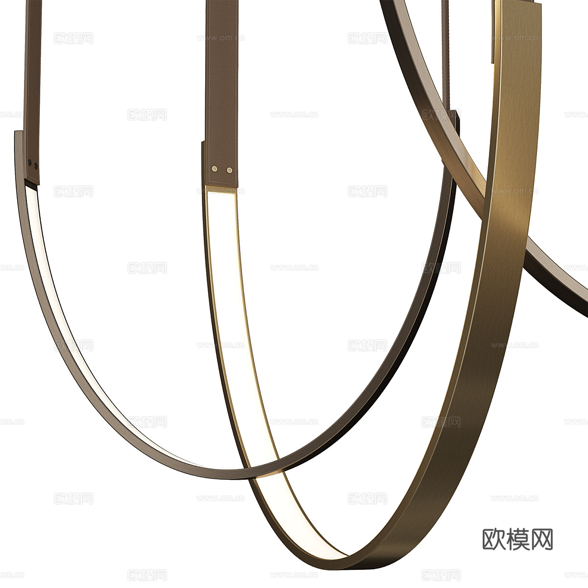现代轻奢极简线性金属弧形吊灯3d模型