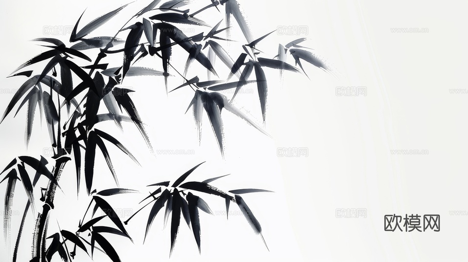 中式竹子竹林壁纸壁画下载(渲染图4)