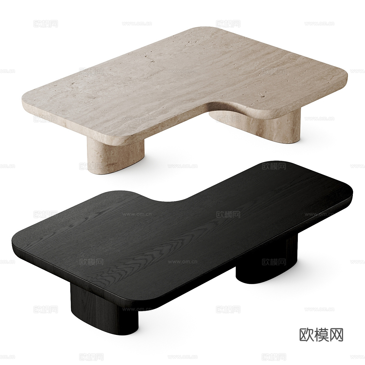 现代意式极简实木茶几3d模型