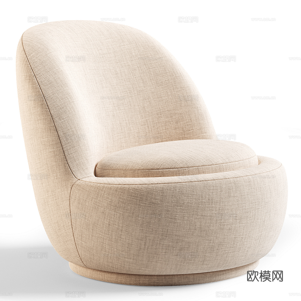 现代奶油风布艺沙发椅3d模型