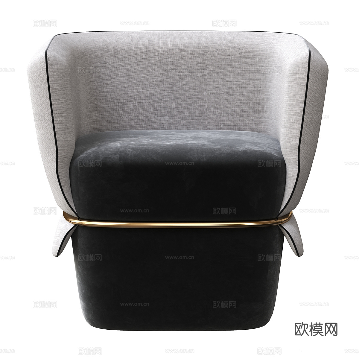 现代意式布艺沙发椅3d模型