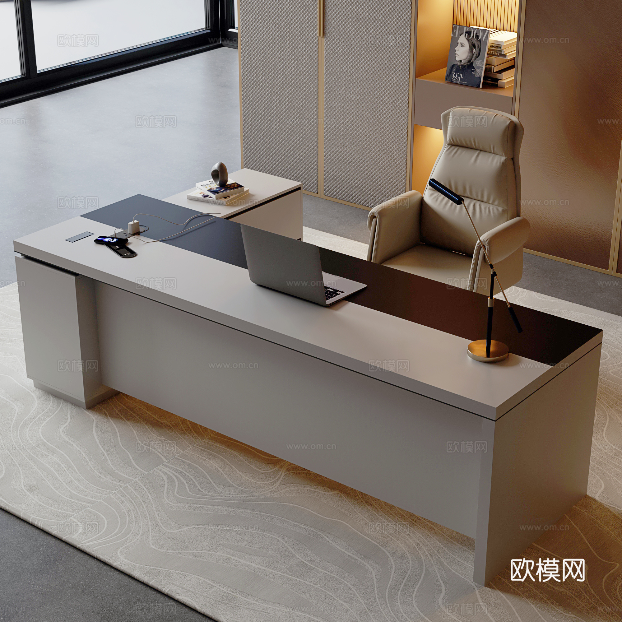 办公区办公桌3d模型