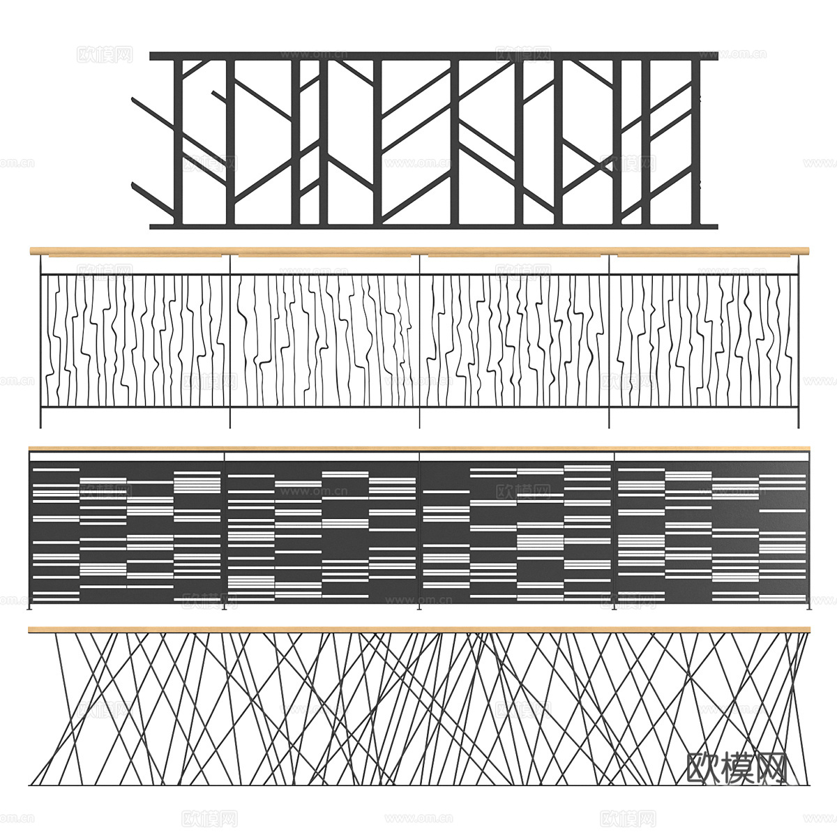 现代金属栏杆 围栏3d模型