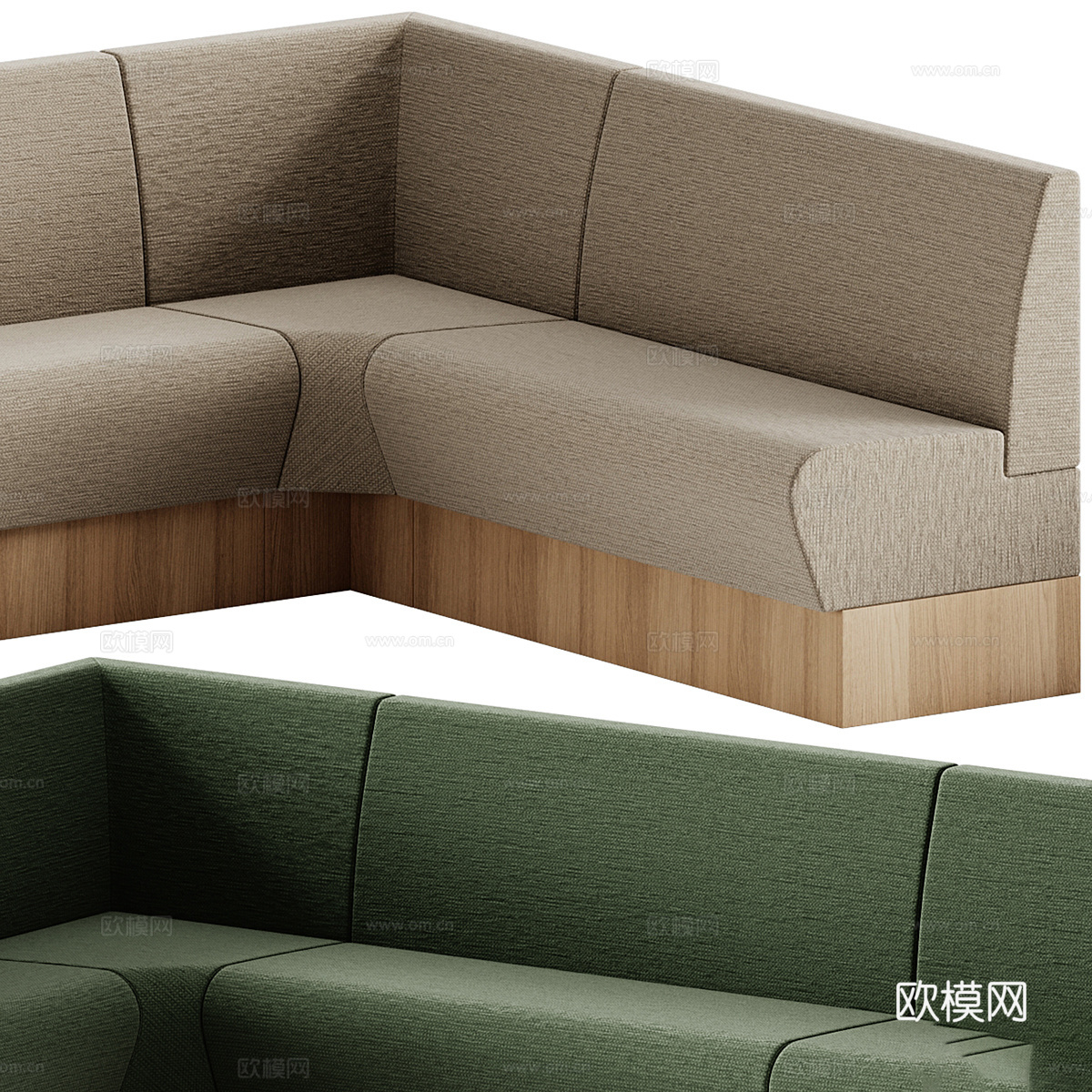 新中式布艺木质卡座沙发3d模型