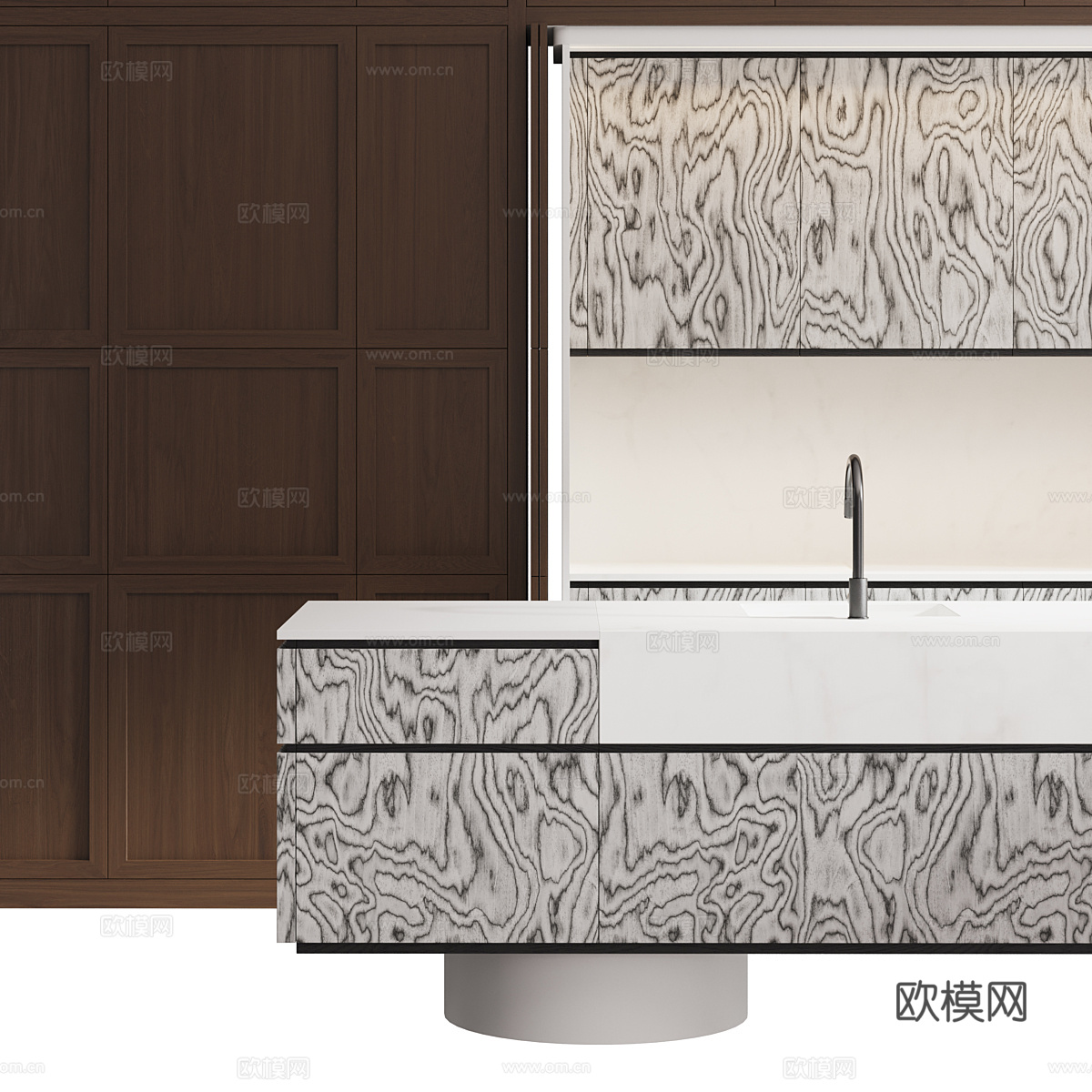 现代意式极简橱柜3d模型