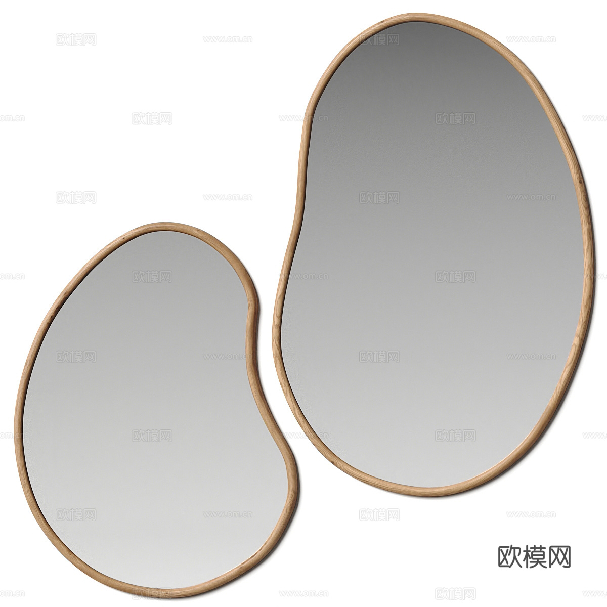 新中式木框装饰镜子3d模型
