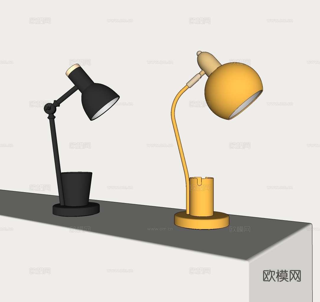 北欧台灯 现代台中灯su模型
