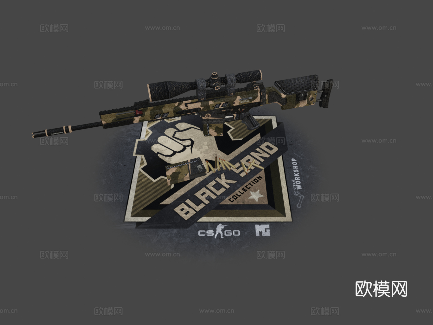SCAR-20黑沙3d模型