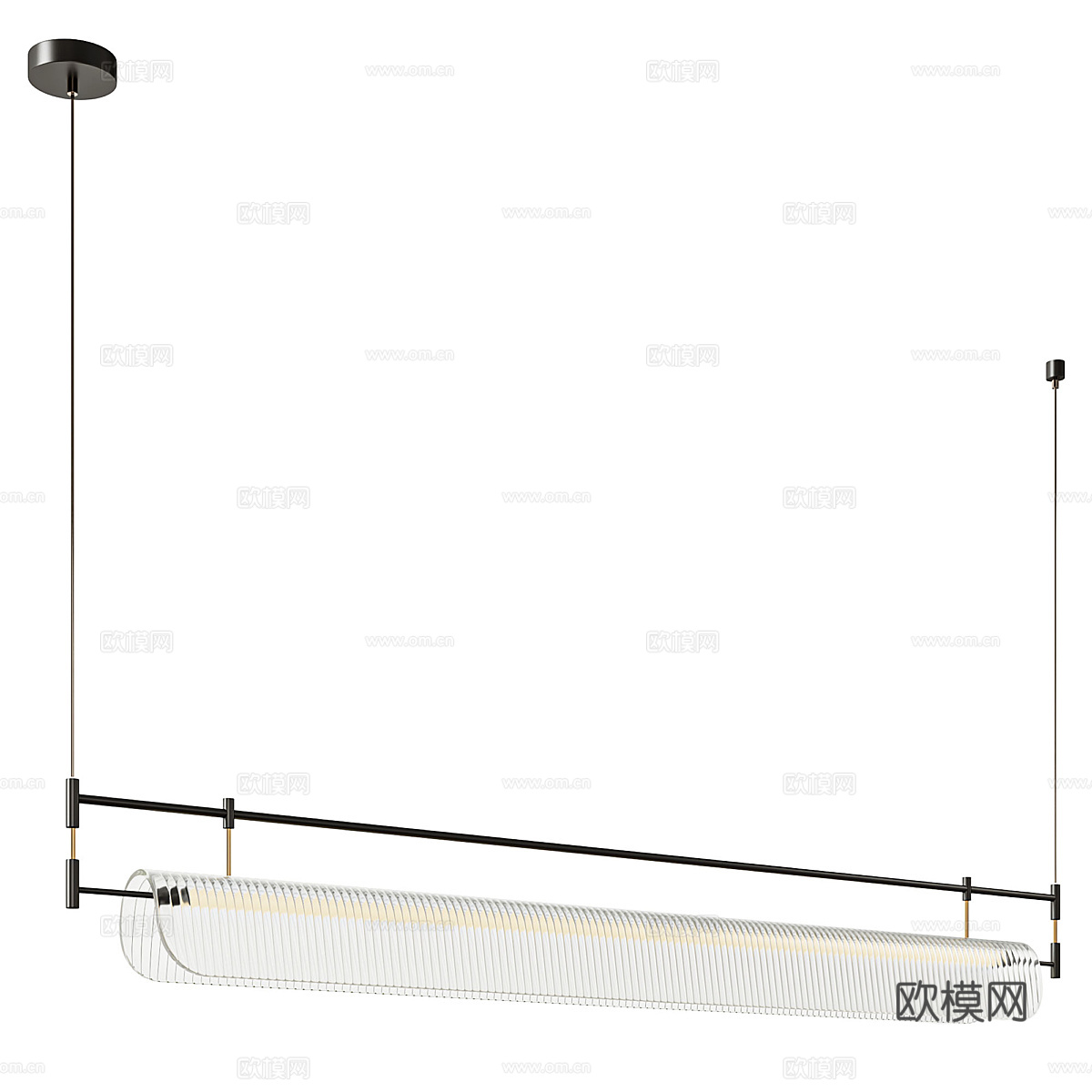 现代轻奢长条装饰吊灯3d模型