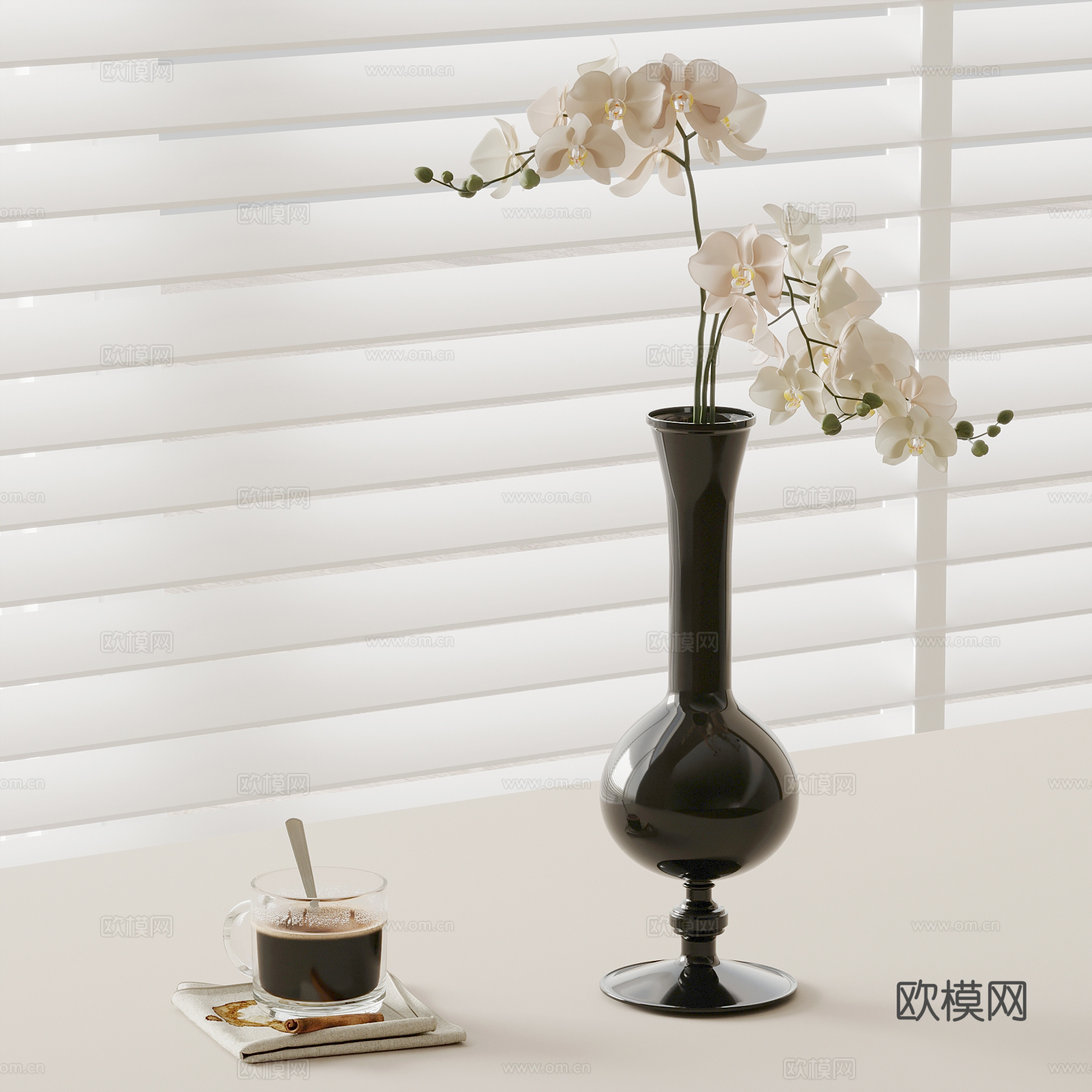 法式复古风花瓶 花艺摆件3d模型