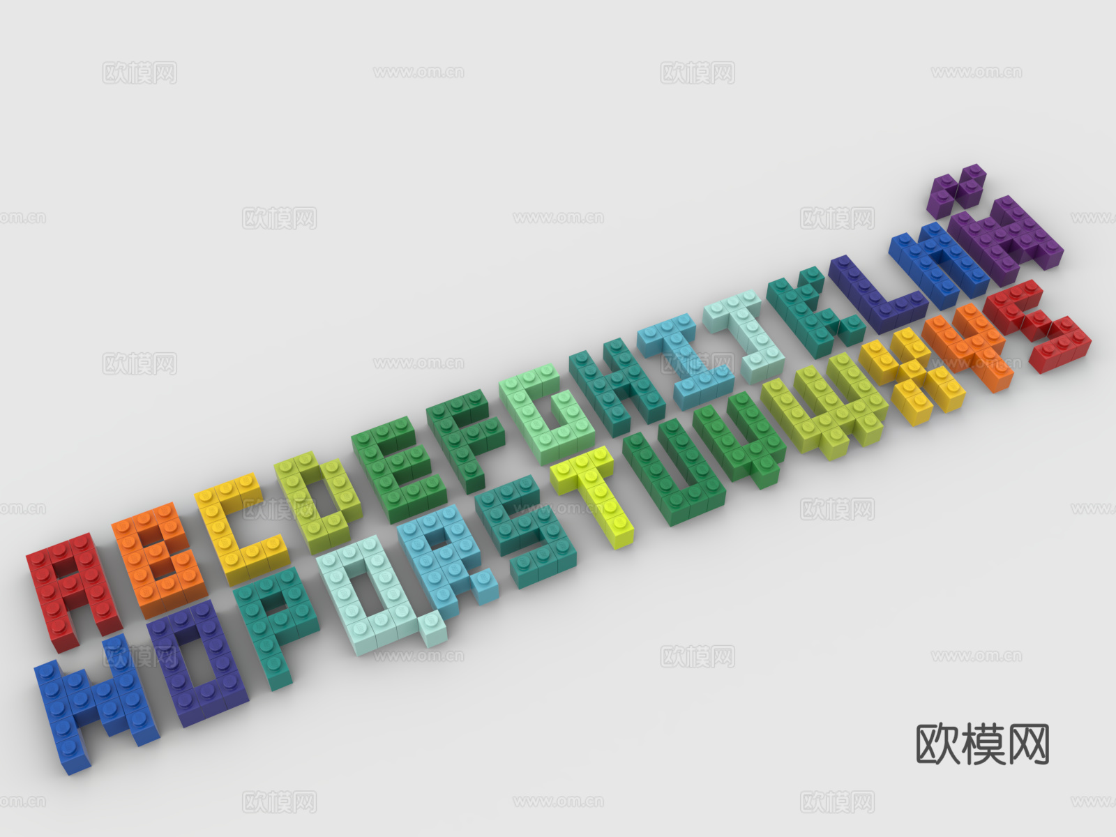 乐高 LEGO 玩具 积木 英文字母 方块字体 乐高字体3d模型