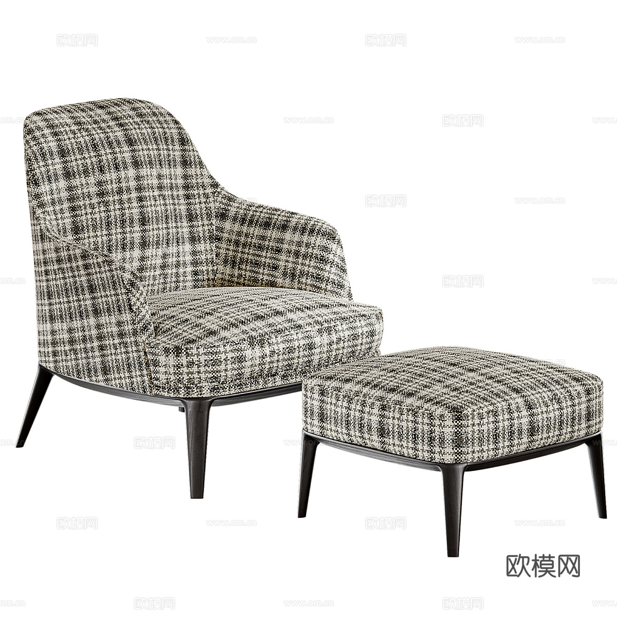 现代意式布艺脚踏椅3d模型
