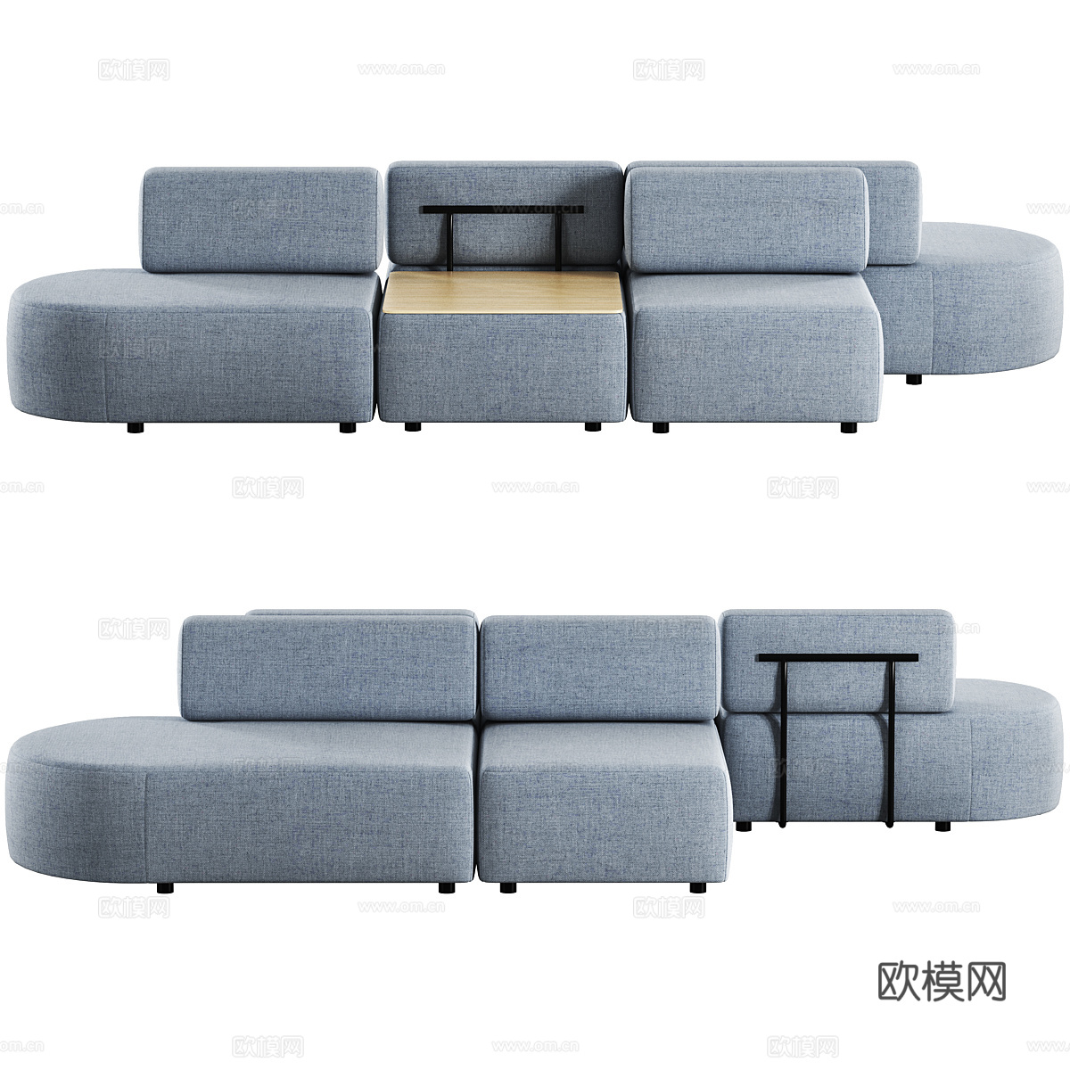 现代意式布艺组合沙发3d模型