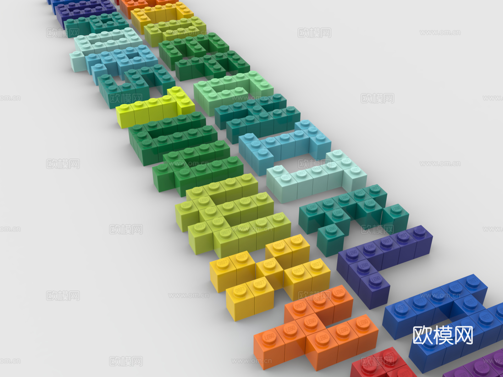 乐高 LEGO 玩具 积木 英文字母 方块字体 乐高字体3d模型