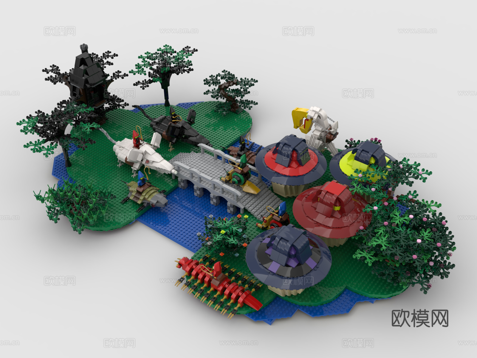 乐高 LEGO 玩具 积木 花园 绿化 公园3d模型