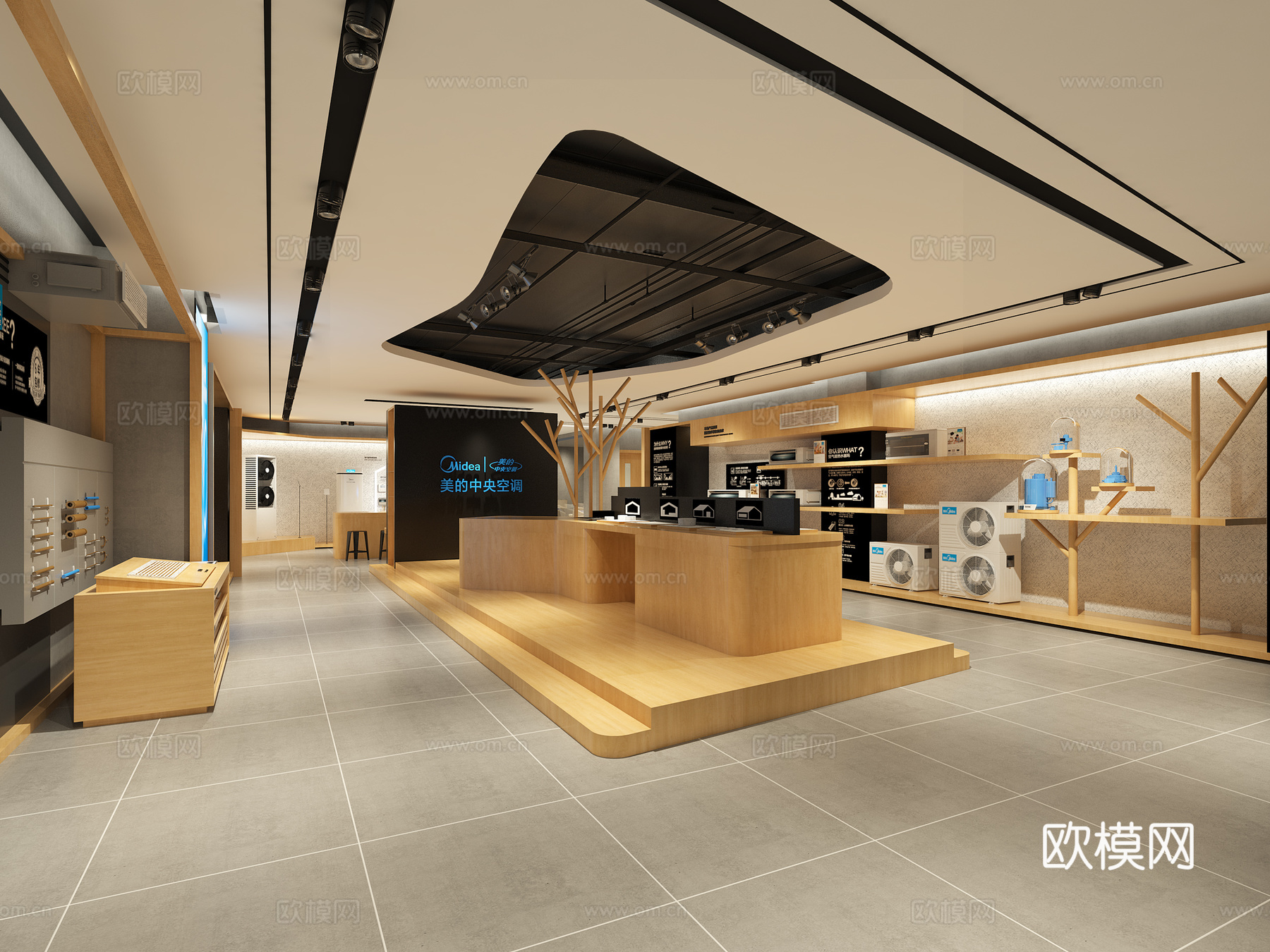 现代美的中央空调专卖店3d模型