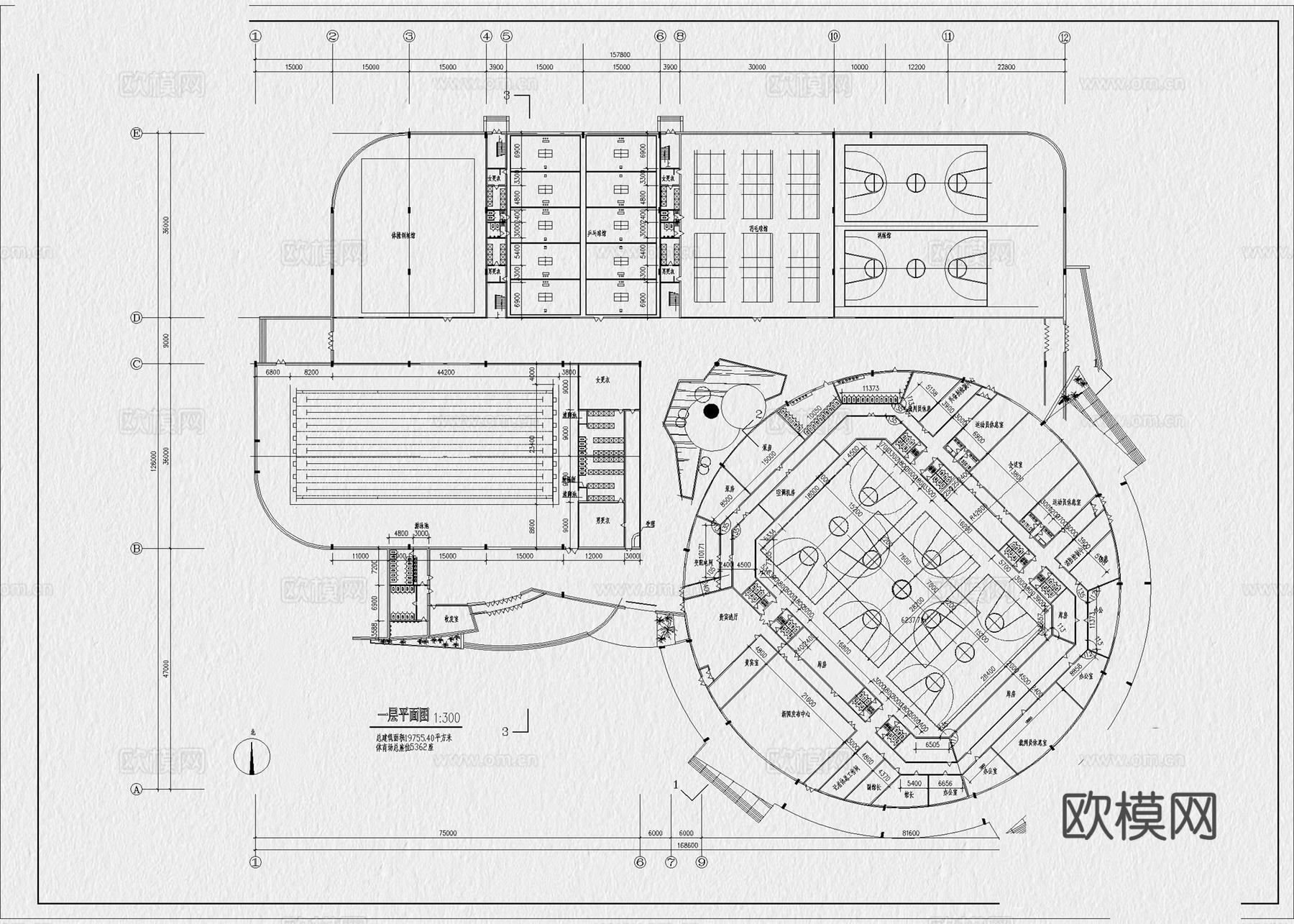 体育馆 体育馆建筑 体育场 游泳馆 篮球馆 运动中心cad施工图