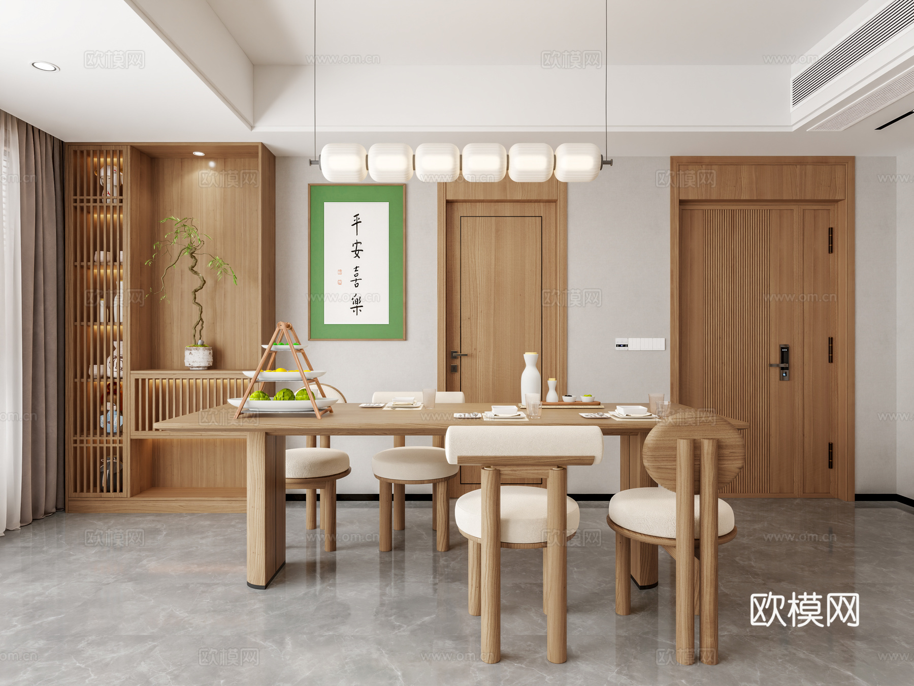日式家装客餐厅3d模型