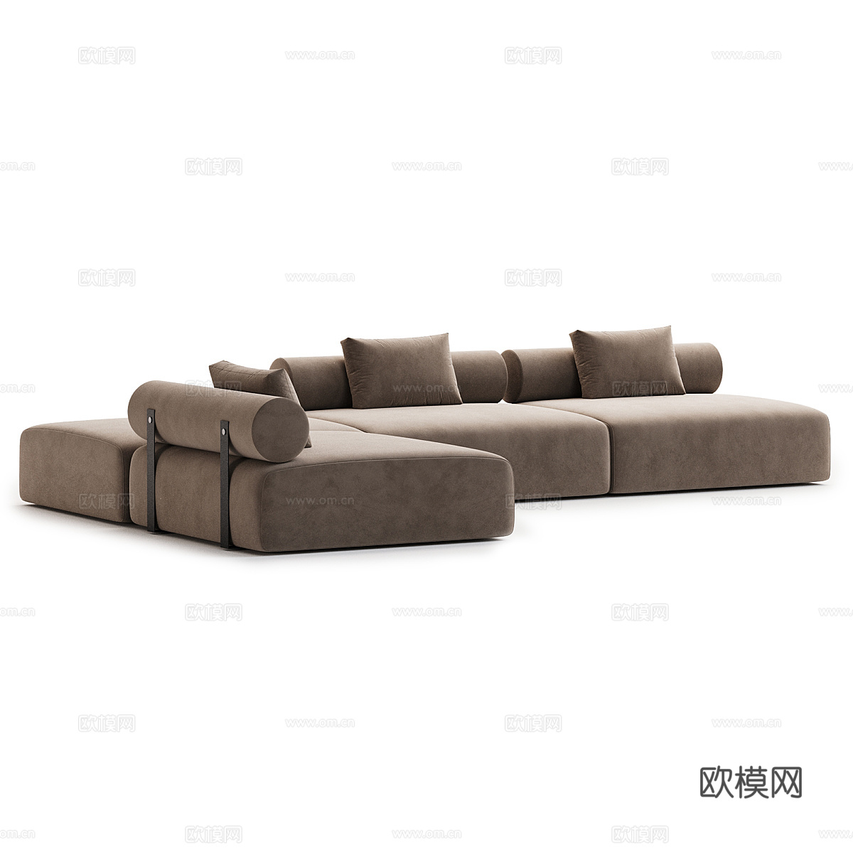 现代意式布艺转角沙发3d模型