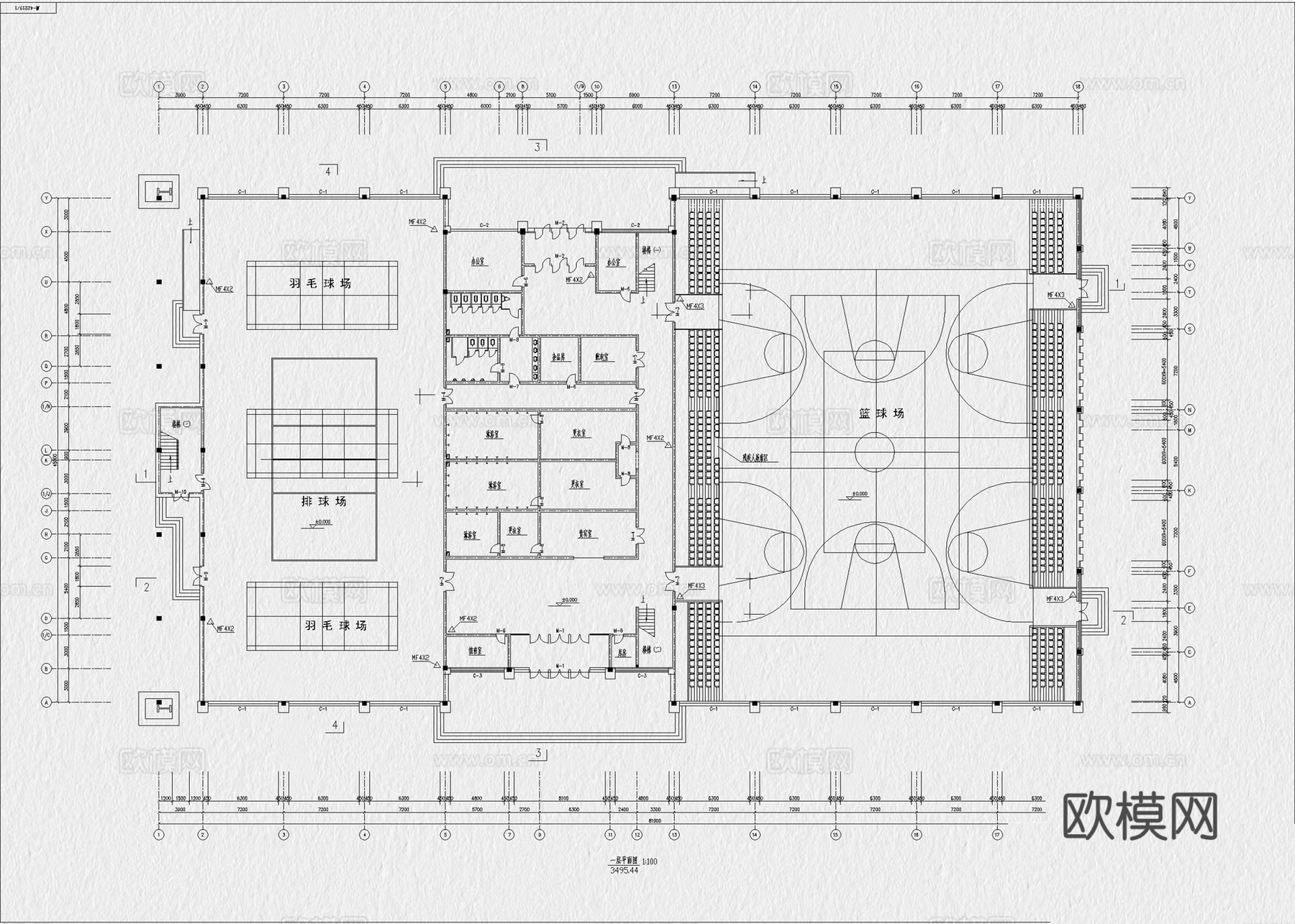 体育馆 体育馆建筑 体育场 游泳馆 篮球馆 运动中心cad施工图