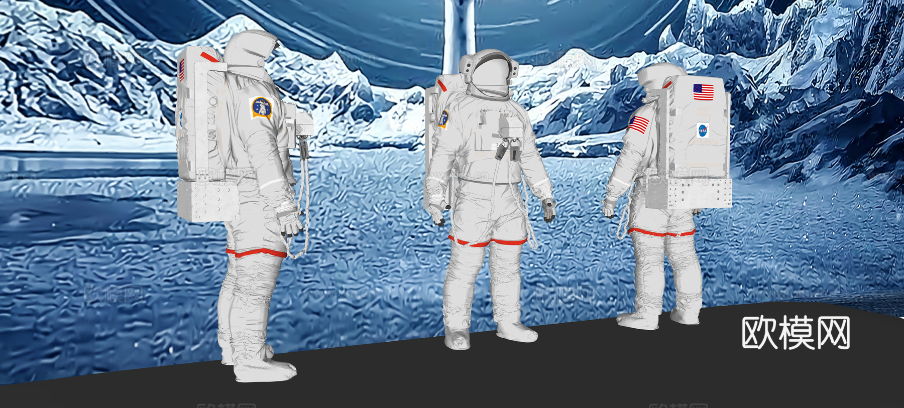 航天航空 宇航员宇航服 全息投影宇宙 空间站太空星系 科幻场3d模型