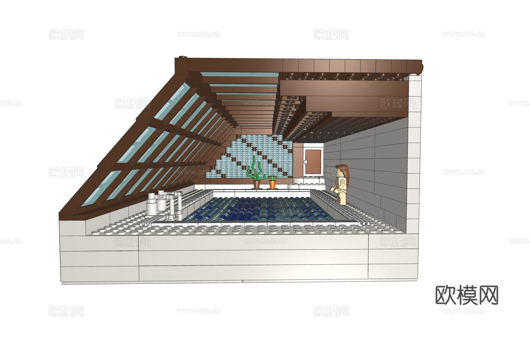 乐高 LEGO 玩具 积木 日式 室内 泳池3d模型