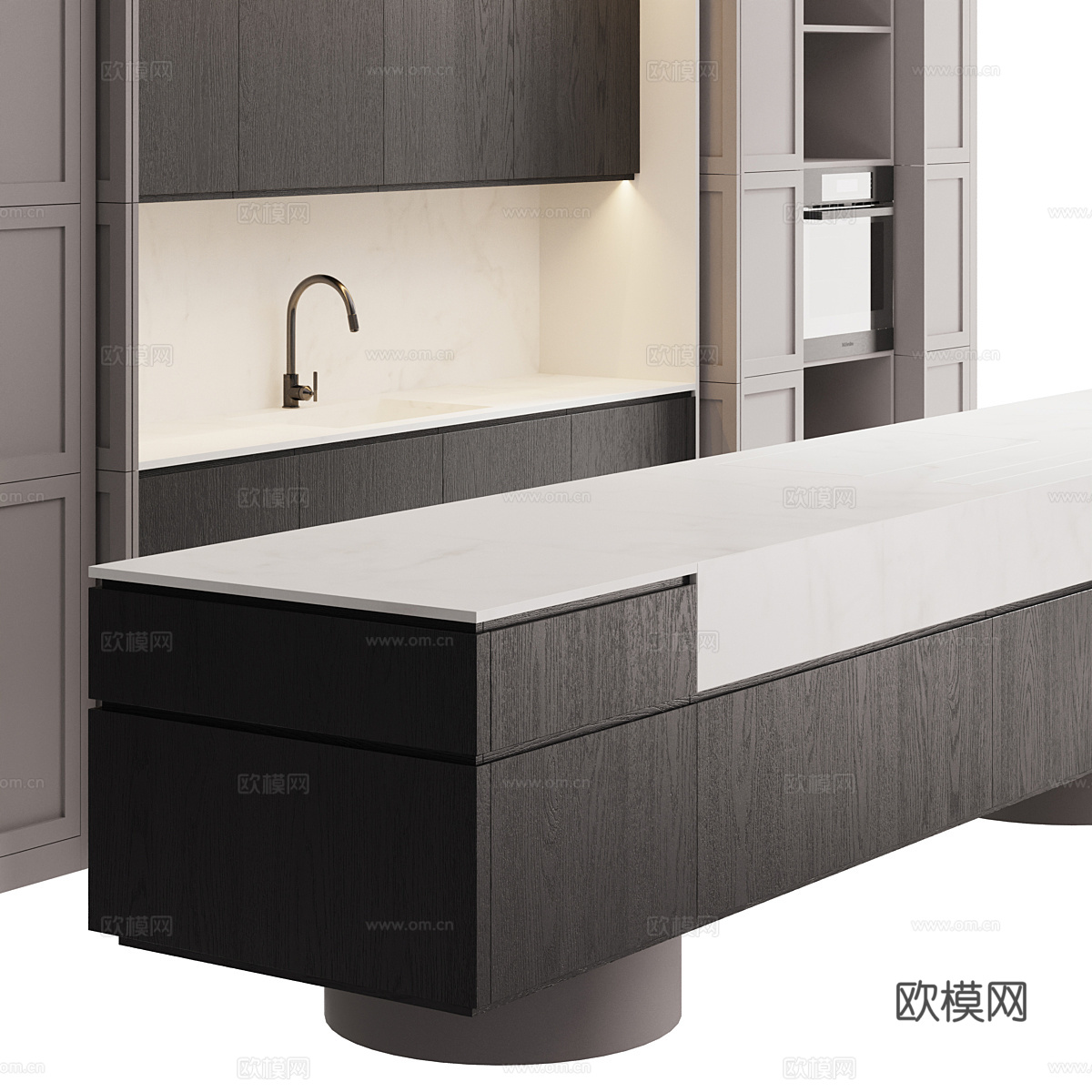 现代意式极简橱柜3d模型