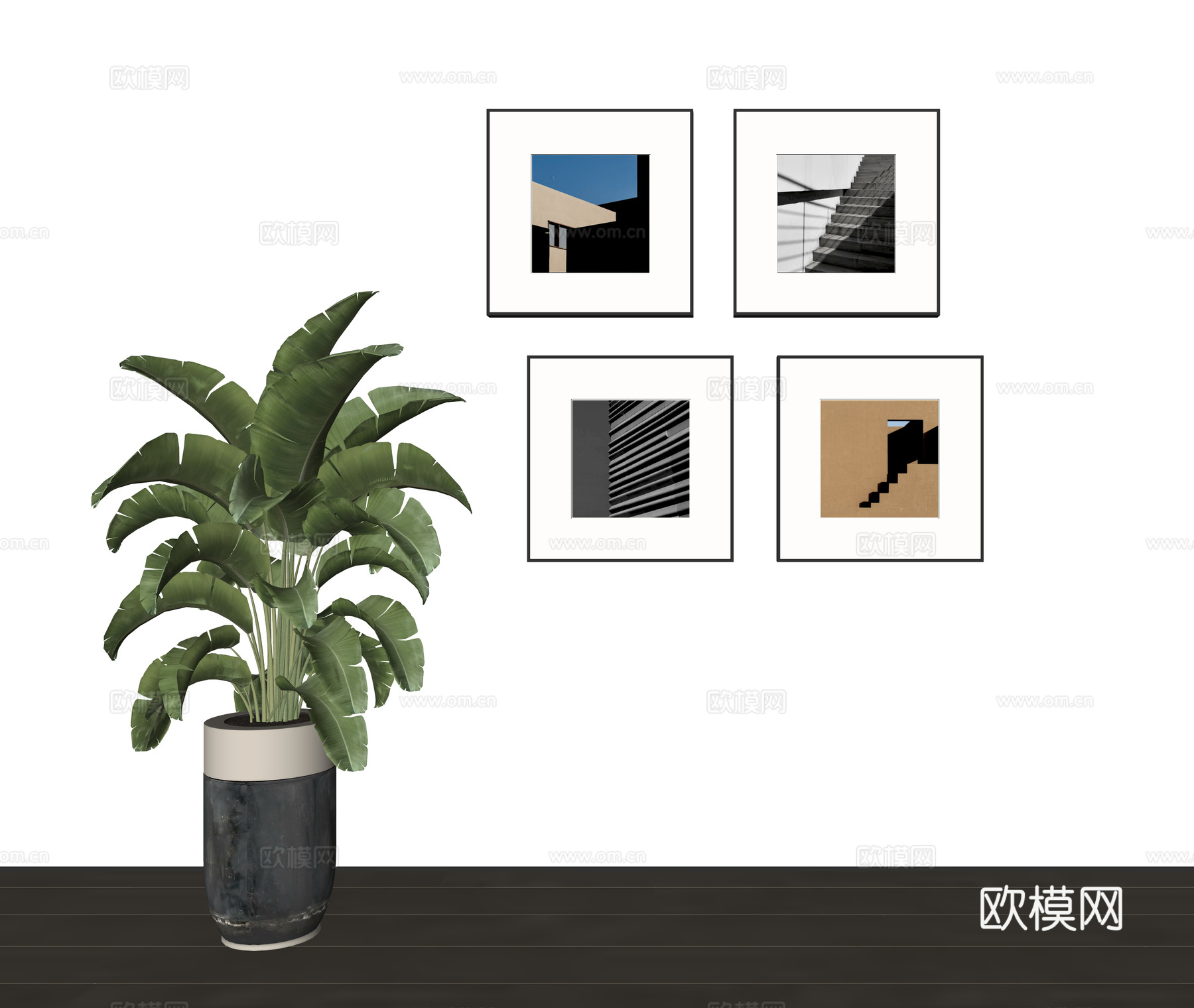 现代挂画组合su模型