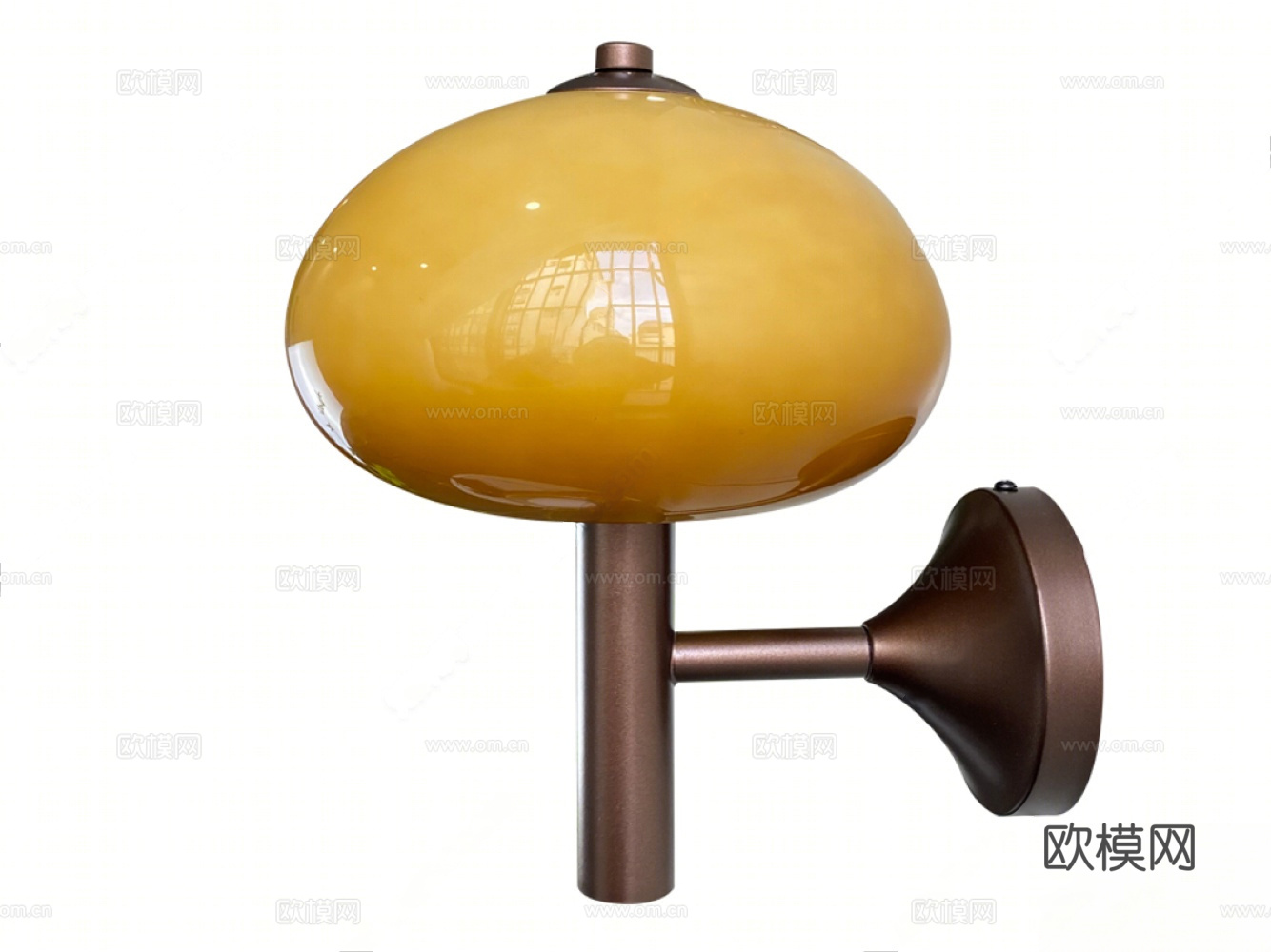 现代中古壁灯 黄铜玻璃壁灯 南瓜壁灯 球形壁灯3d模型