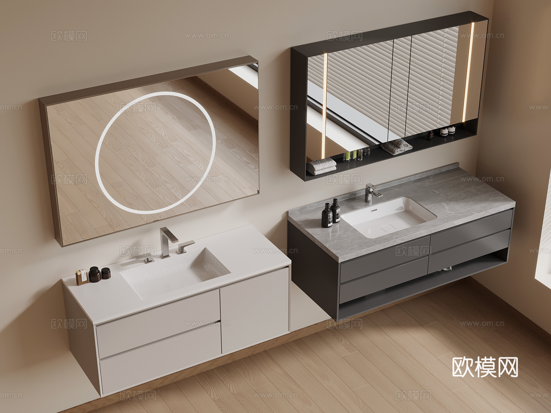 现代简约浴室柜 洗漱用品3d模型