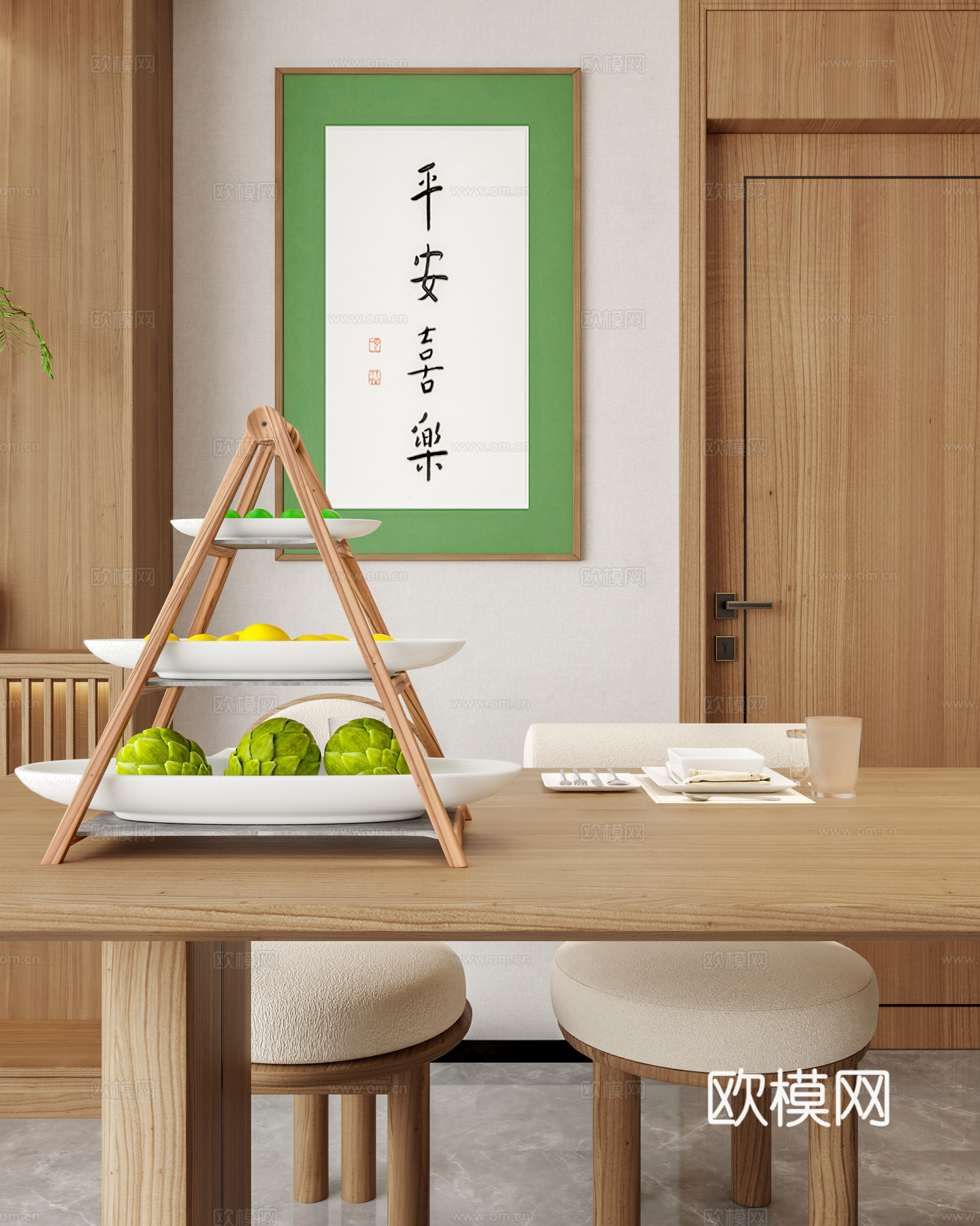 日式家装客餐厅3d模型