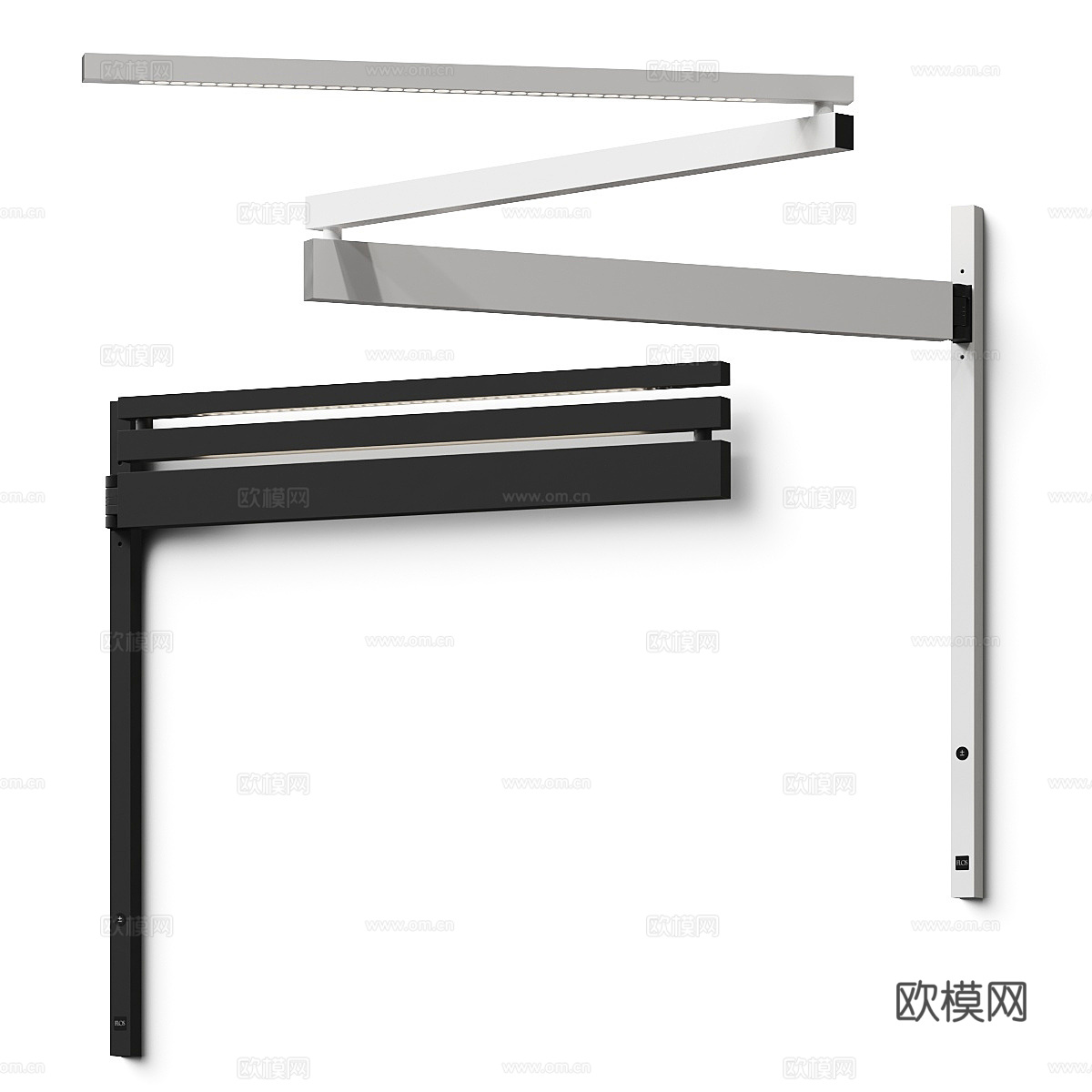 现代极简金属伸展壁灯3d模型