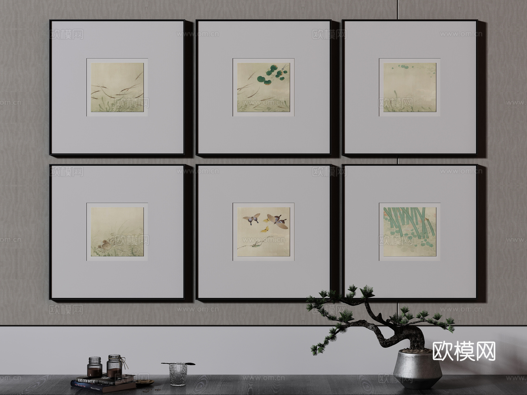 新中式侘寂挂画 油画3d模型
