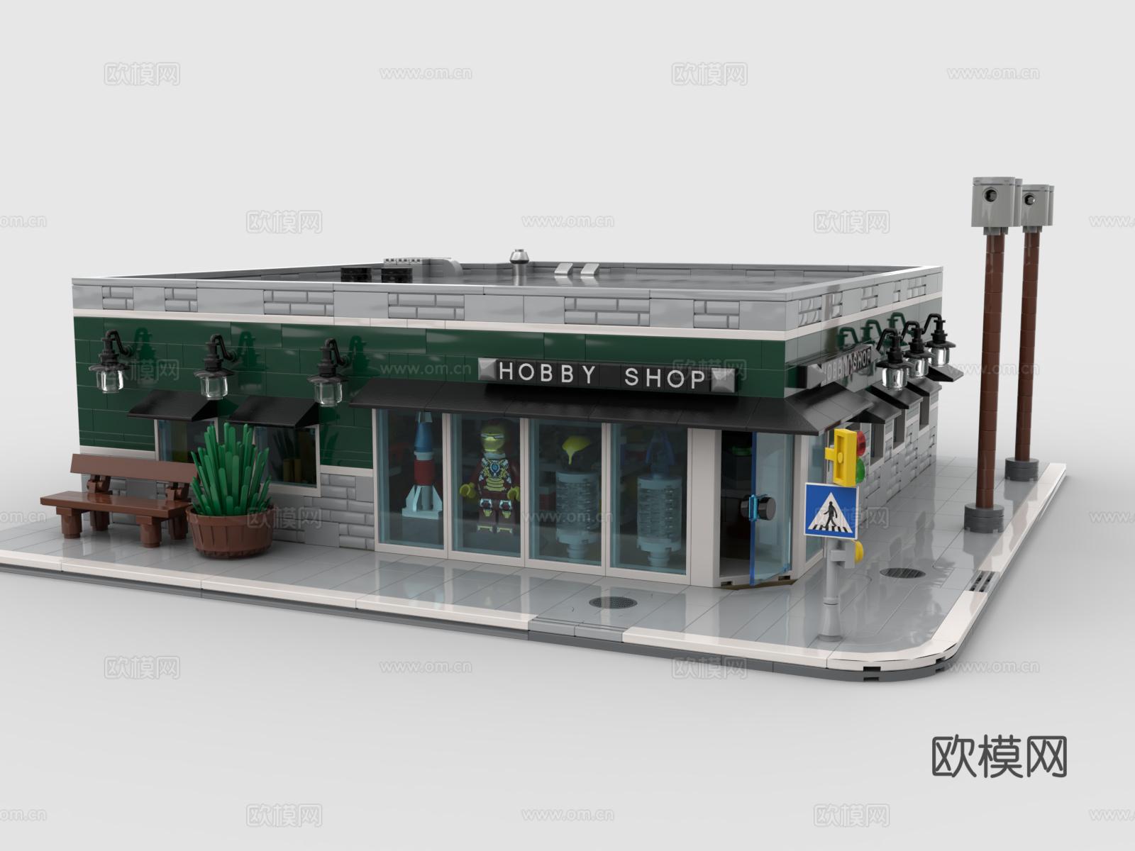 乐高 LEGO 玩具 积木 店铺 商铺 街道 建筑3d模型