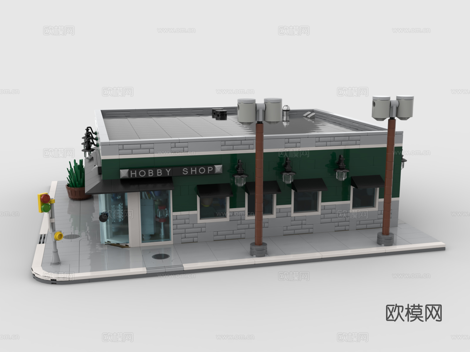 乐高 LEGO 玩具 积木 店铺 商铺 街道 建筑3d模型