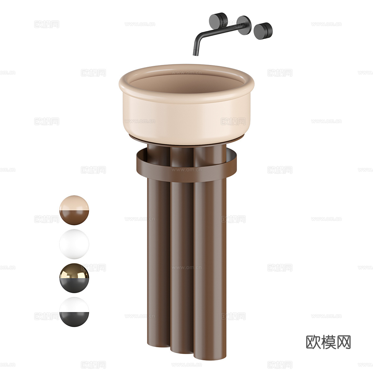 现代轻奢台盆 洗手盆3d模型