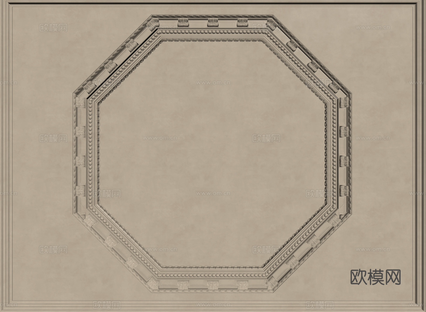 法式天花吊顶 石膏板吊顶 圆形吊顶su模型下载（渲染图2）