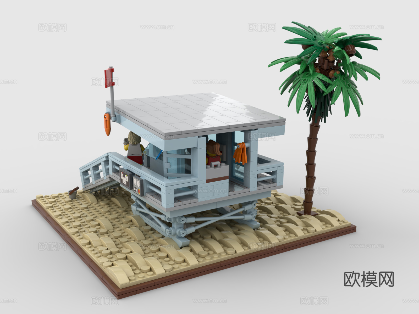 乐高 LEGO 玩具 积木 海边救生员站 海边小屋 海边别墅3d模型