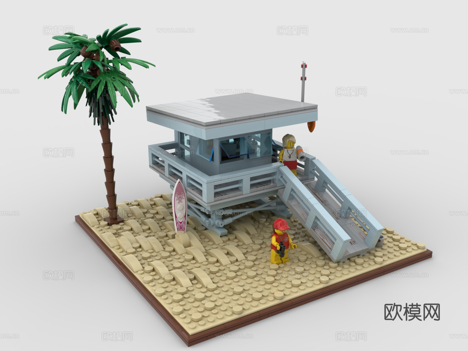 乐高 LEGO 玩具 积木 海边救生员站 海边小屋 海边别墅3d模型