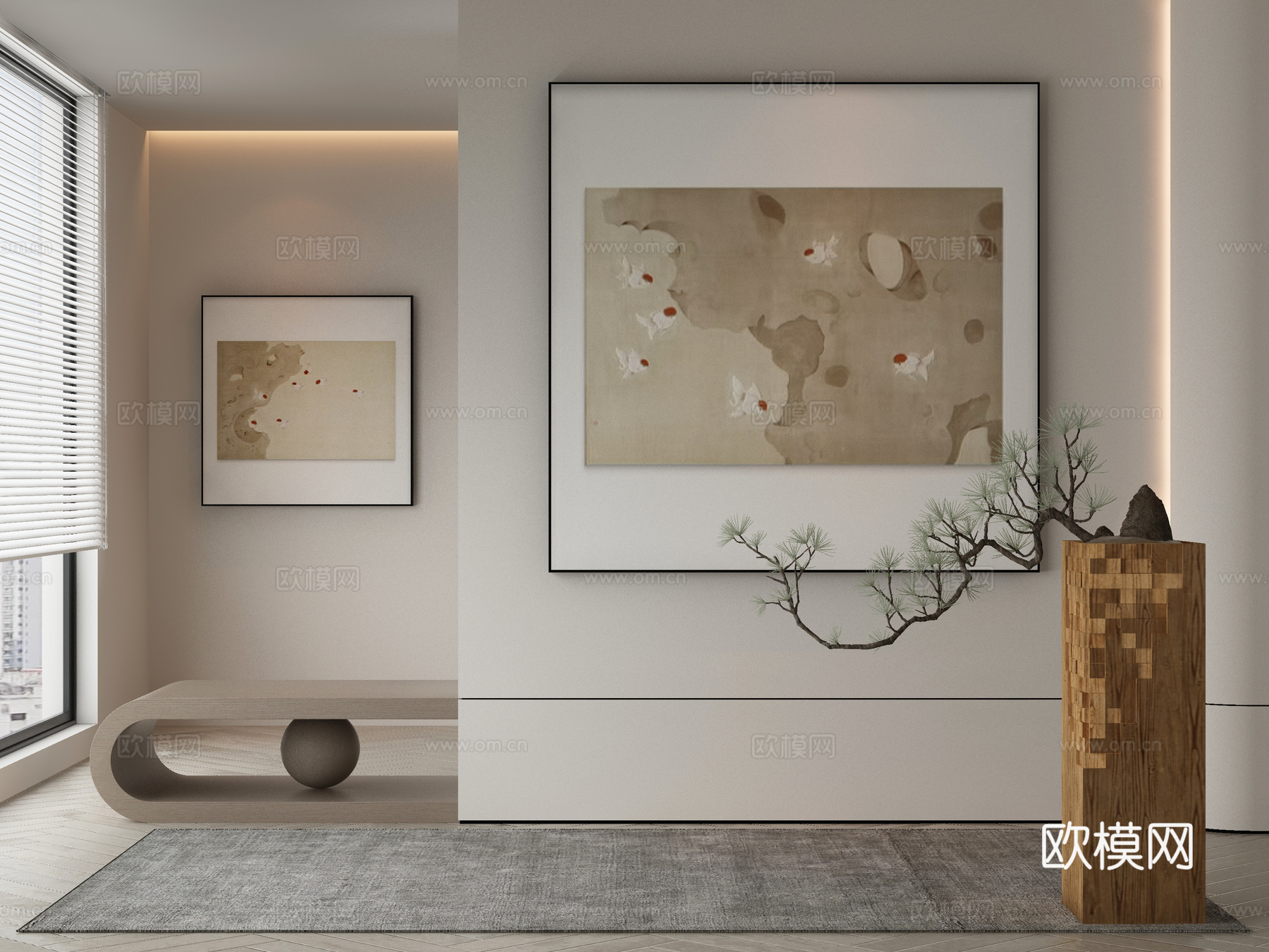 新中式侘寂挂画 油画3d模型