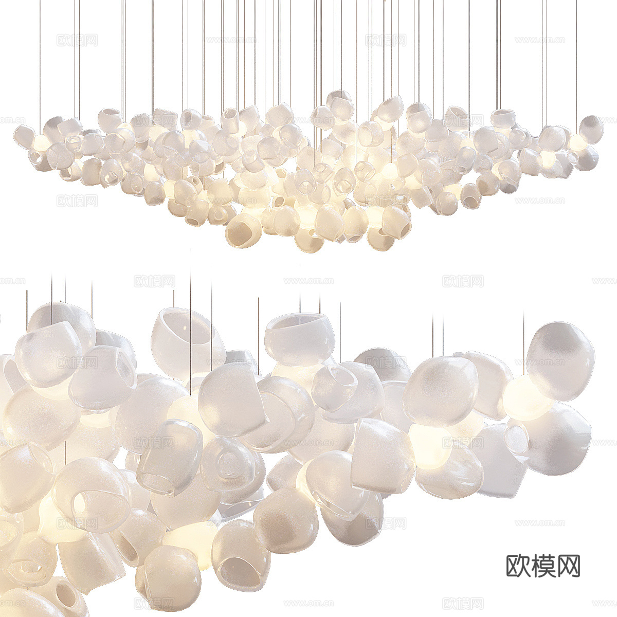 现代轻奢玻璃装饰工艺吊灯3d模型
