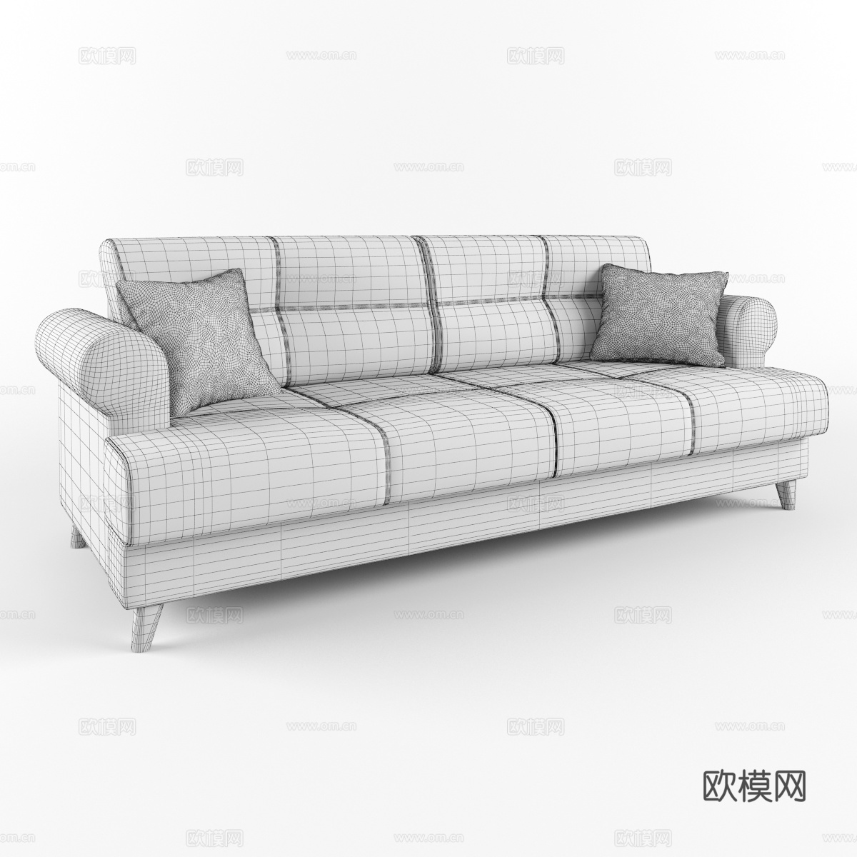 三人沙发 沙发 布艺沙发3d模型