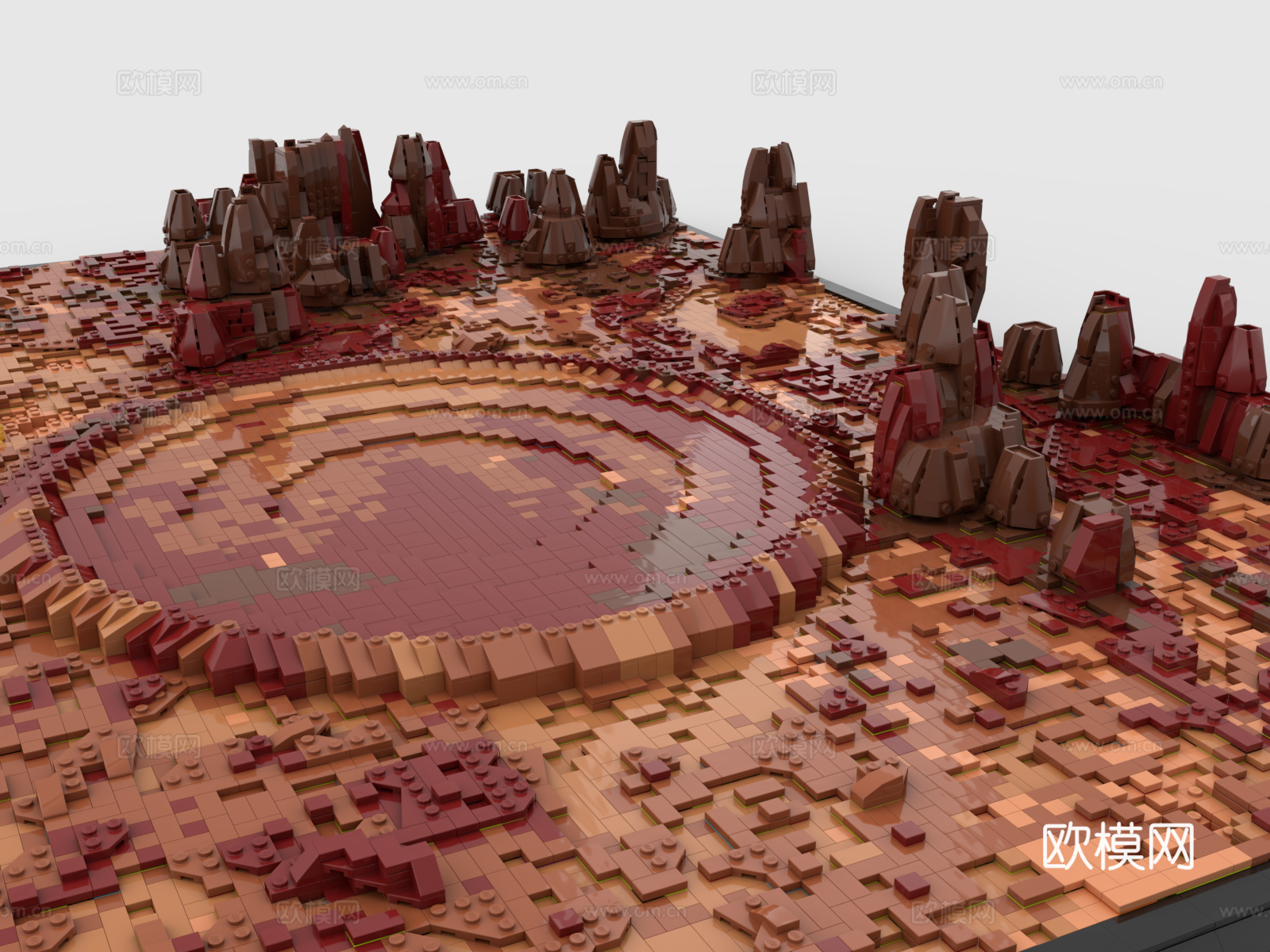 乐高 LEGO 玩具 积木 火星地貌 火星地表 陨石坑3d模型
